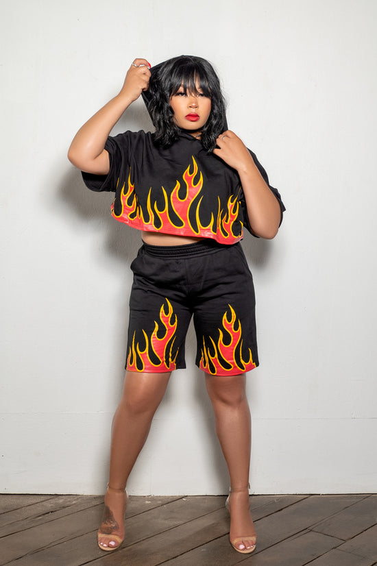 Blaze Flame Shorts Set - 1 Hot Diva
