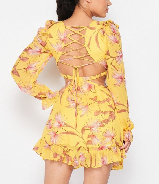 Honolulu Cutout Frilled Dress - 1 Hot Diva
