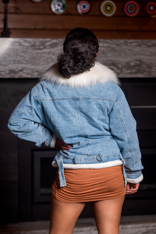 Load image into Gallery viewer, Aspen Fur Denim Jacket - 1 Hot Diva
