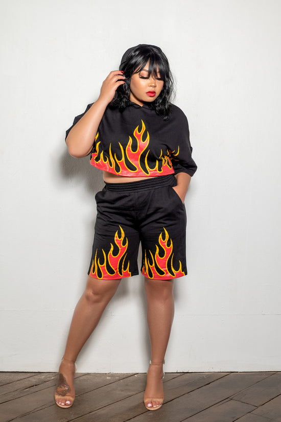 Blaze Flame Shorts Set - 1 Hot Diva