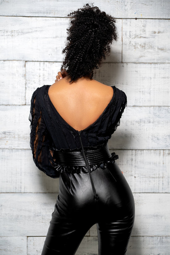 Fusion Lace & Leather Jumpsuit - 1 Hot Diva