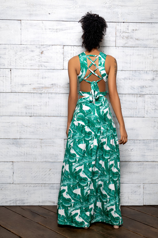 Feather Print Cutout Maxi Dress - 1 Hot Diva